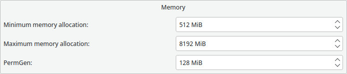 Memory section of java tab under Prism Launcher settings